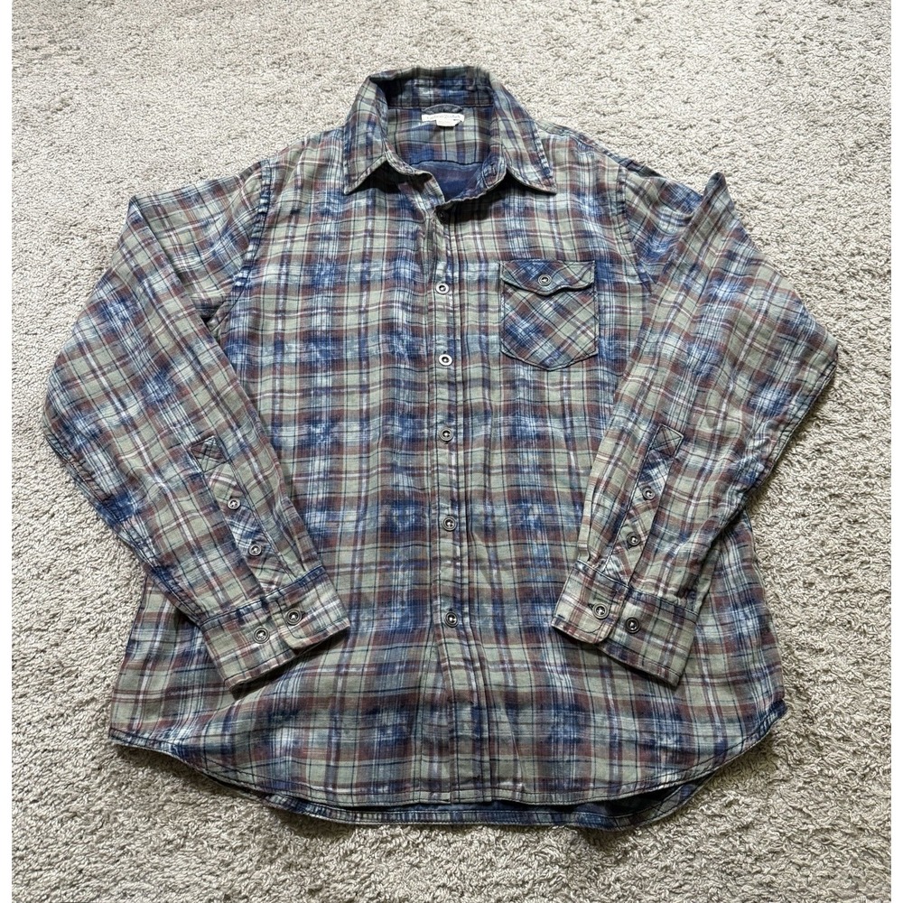 Men's Carbon2Cobalt Watercolor Plaid Shirt Western Country Academia Formal L‎